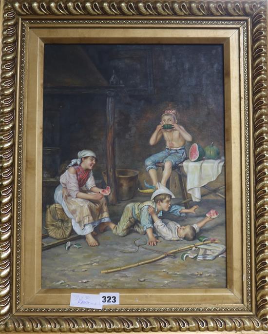 After Murillo (20th century) Children playing 39 x 29cm.